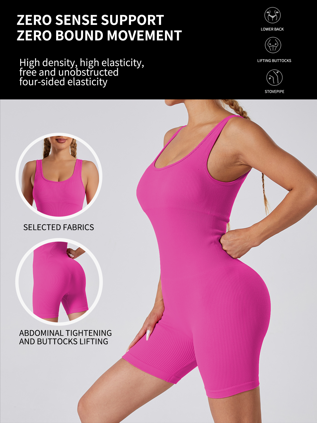 Traje de Yoga de una pieza de punto sin costuras para mujer, mono con cuello cuadrado, mono Sexy con hilo para salir, pantalones cortos ajustados con realce de cadera, verano
