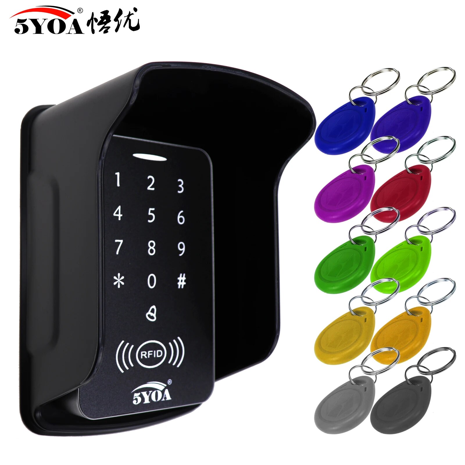 5YOA B10 RFID Control de acceso teclado lector de tarjetas cubierta impermeable 125KHz para sistema de Control de acceso intercomunicador abridor de cerradura de puerta