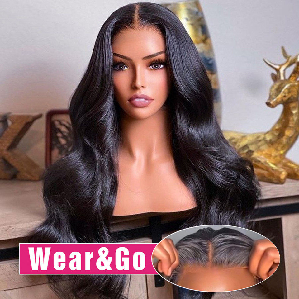 Body Wave 6x4 5x5 Wear Go Glueless Wig Brazilian Human Hair Transparent Ready To Wear Lace Closure Wigs For Women On Sale