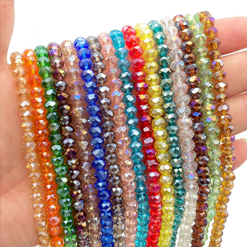 2 3 4 6 8mm cuentas de cristal Rondelle espaciador suelto cuentas facetadas de vidrio para fabricación de joyería DIY accesorios de pulsera de costura