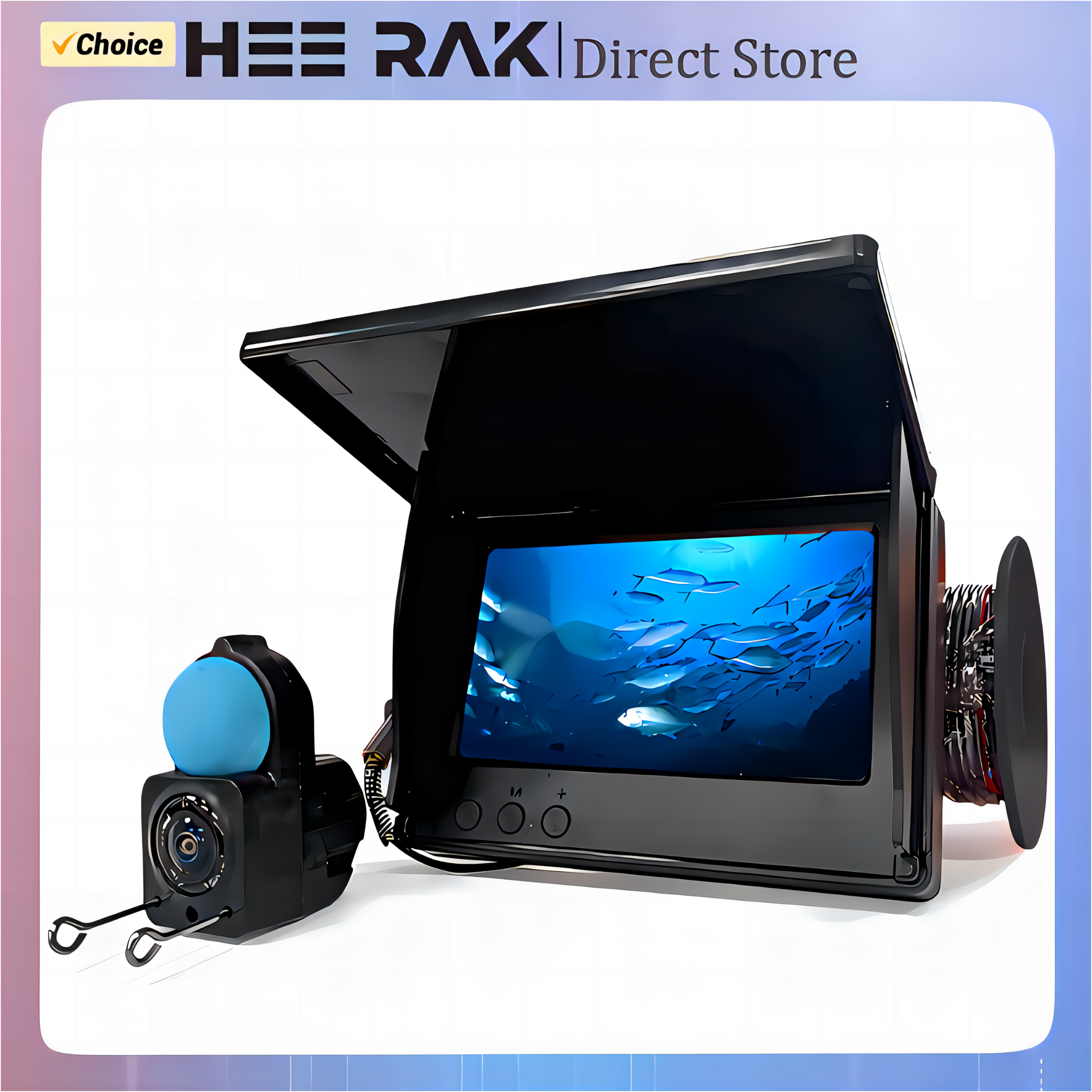 HEERAK Buscador de profundidad de peces portátil Agua de mano 1080P 4,3 pulgadas LCD Buscador de peces bajo el agua 220 °   Cámara de pesca con visión nocturna