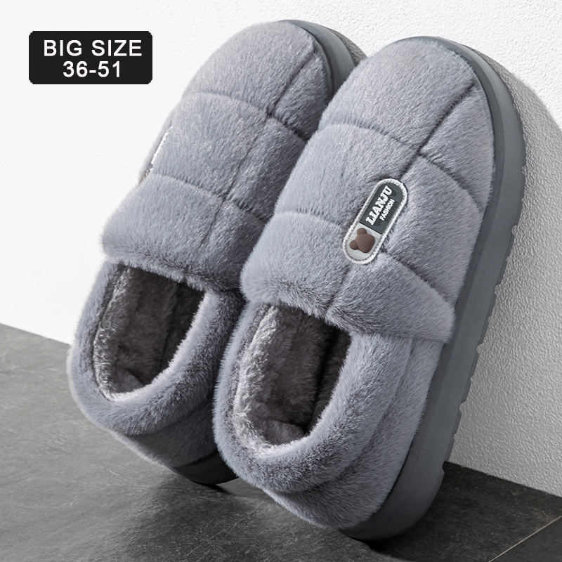 Pantofole da uomo invernali tinta unita tacchi avvolgenti pantofole di peluche antiscivolo calde donna uomo casa scarpe casual in cotone taglia grande 50 51