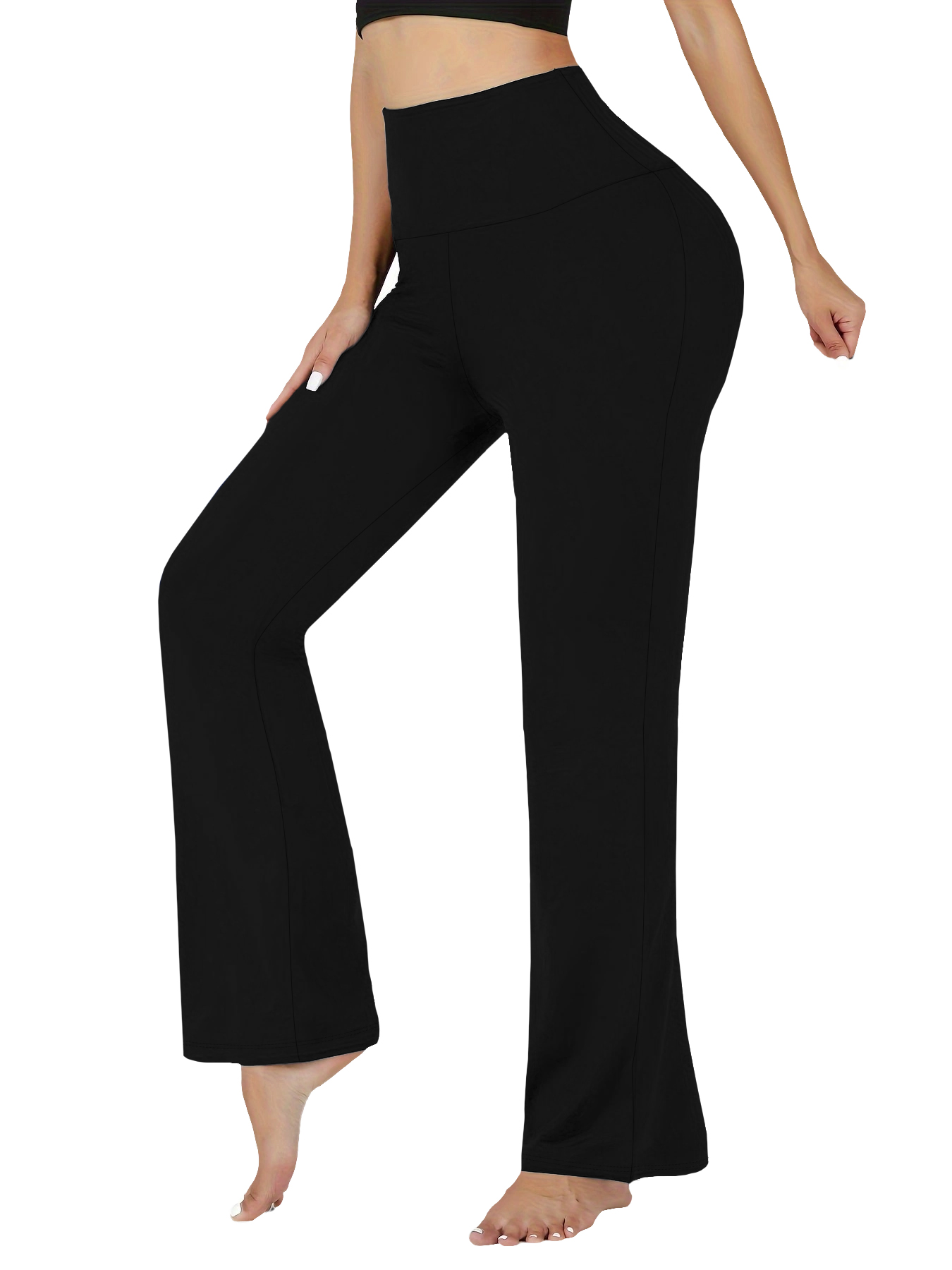 Calça feminina super macia flare cintura alta controle de barriga treino yoga leggings sino bottoms