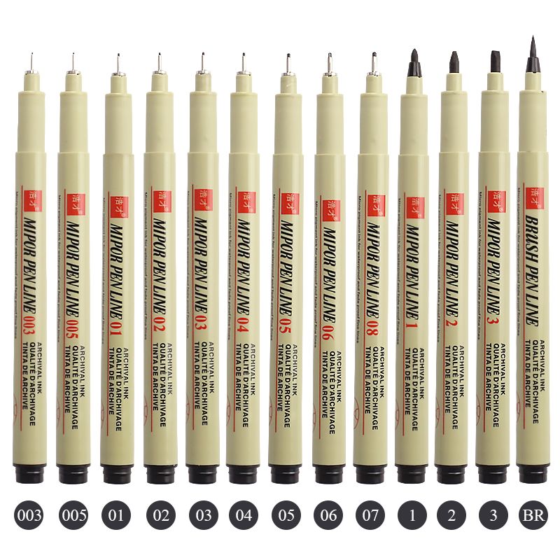 1/3 pcs Pigment Liner Micron Pen Naald Tekening Manga Pen Brush Art Markers Waterproof Fineliner Schetsen Pen Briefpapier