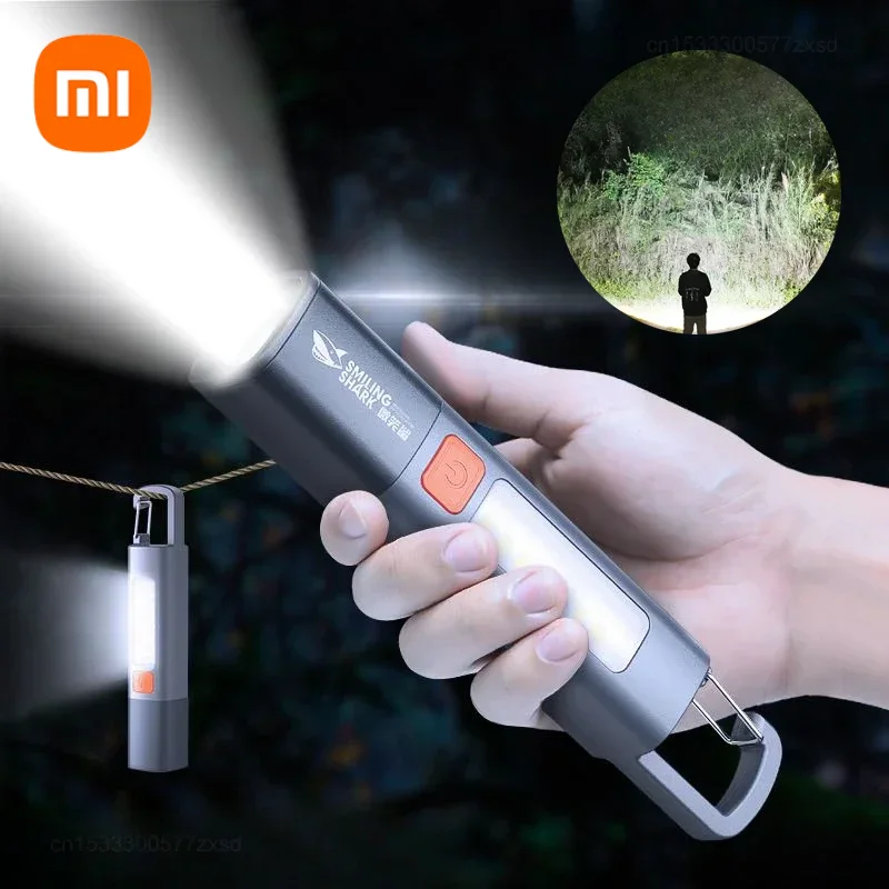 Уличный фонарик Xiaomi, портативный мощный фонарь с регулируемым фокусом и прожектором, боковые фонари, перезаряжаемая светодиодная лампа USB дальнего действия