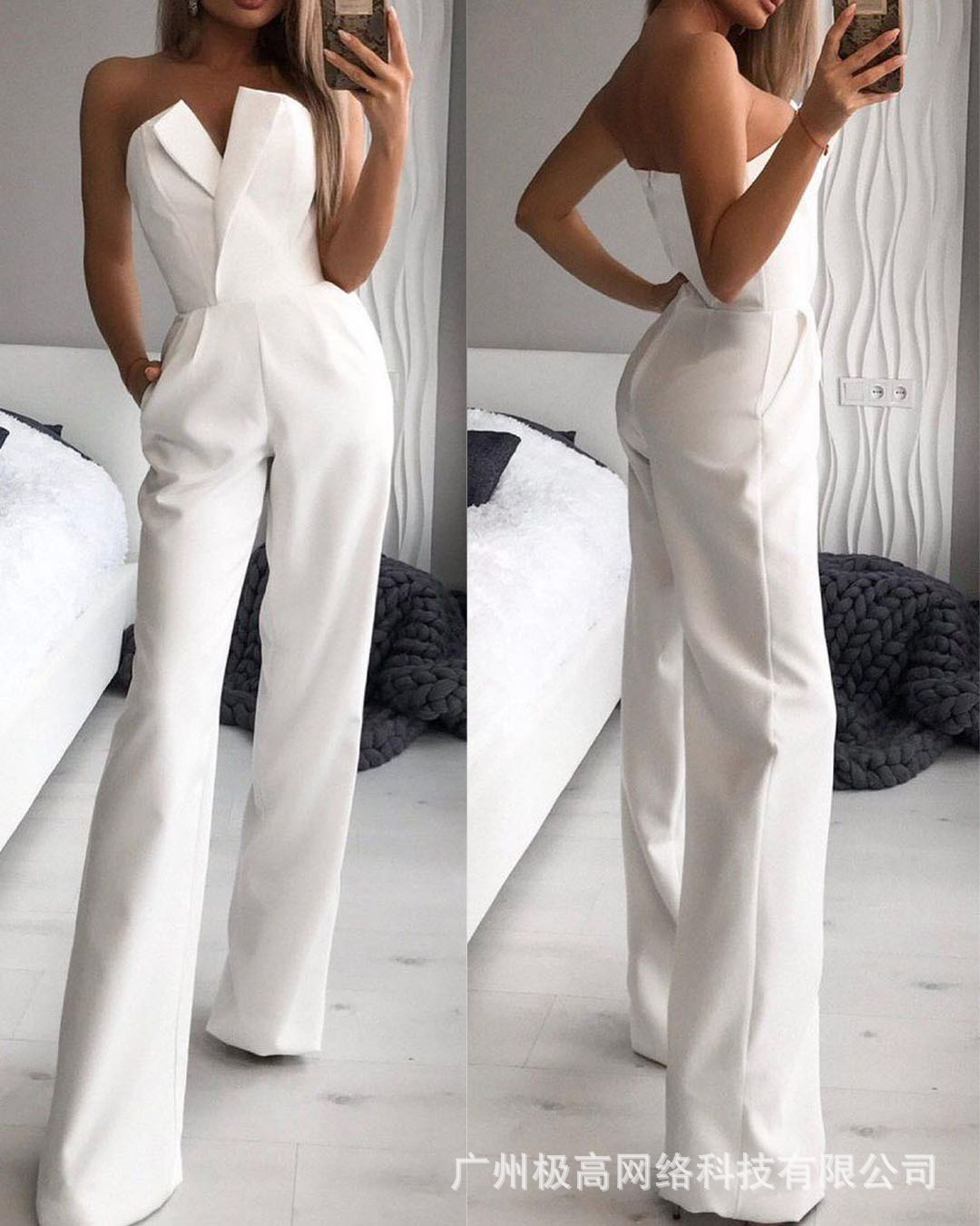 Monos para mujer, monos sexys sin tirantes, ajustados, para oficina, elegantes, sin mangas, negro, blanco, rojo, mono informal