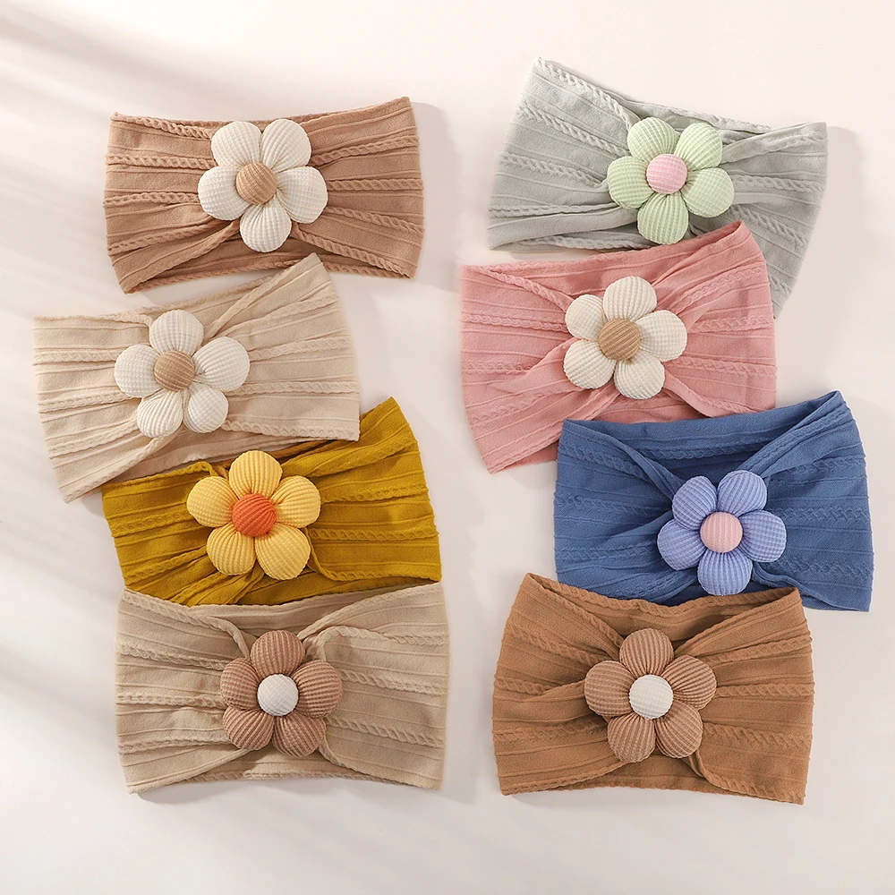 1pc macio náilon lenço astique adequado para bebê recém-nascido menina flor bandana elástica hairband turbante criança acessórios de cabelo