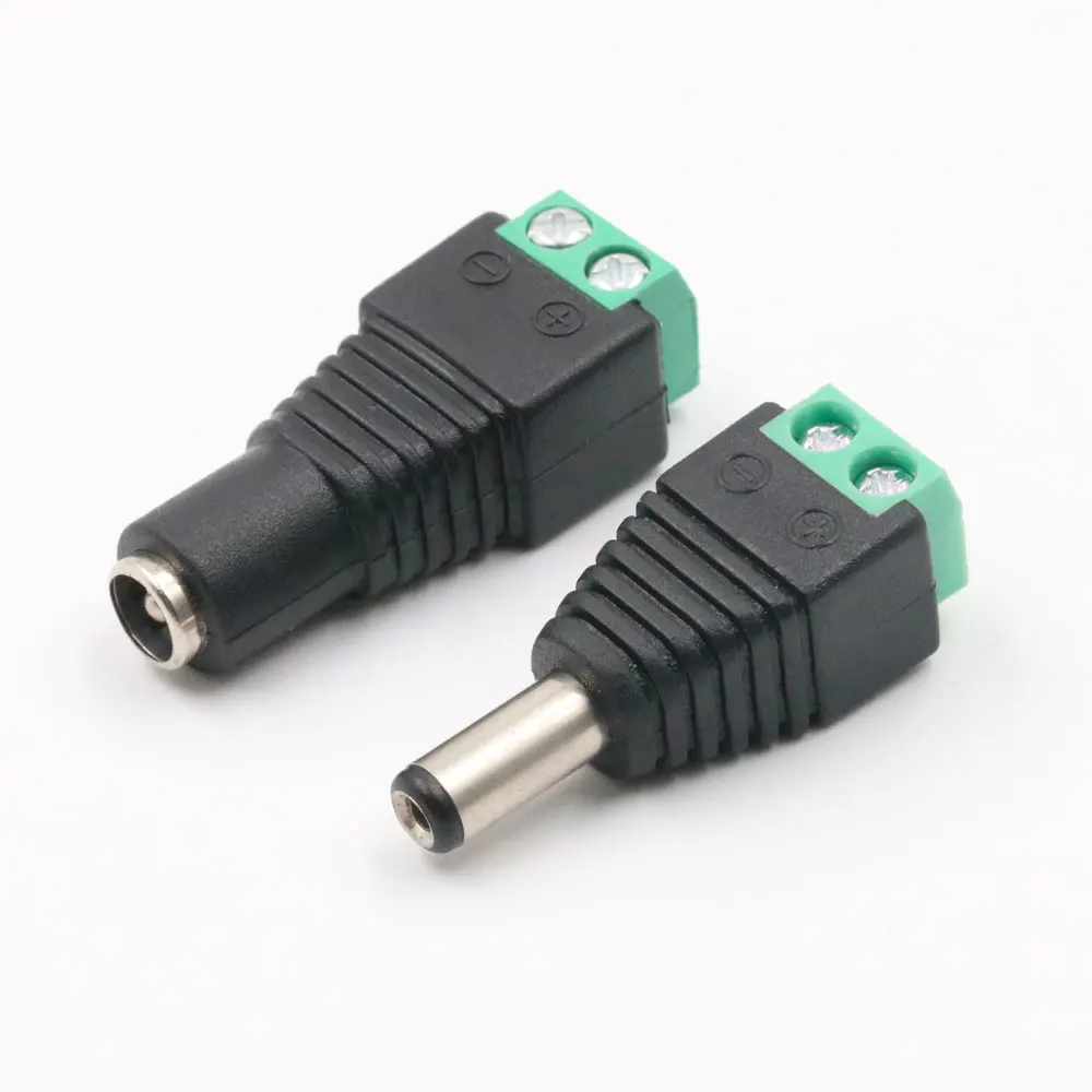 5 unidades/par de conectores macho y hembra de alimentación CC de 5,5 x 2,1 mm y 5,5 x 2,5 mm para tiras de luces LED 3528 5050 y cámaras