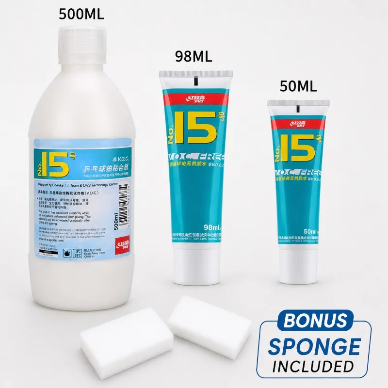 Cola DHS No.15 sem VOC 50/98/500ml, Cola à Base de Água para Raquete de Tênis de Mesa, Aprovada pela ITTF, Acessórios Profissionais
