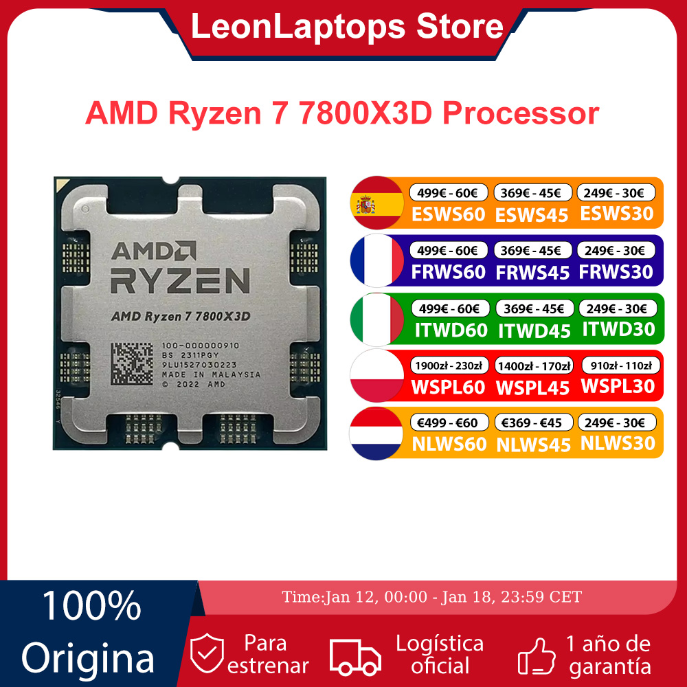 Processore AMD Ryzen 7 7800X3D R7 7800X3D Processore CPU a 8 core a 16 thread da 5,0 GHz 5NM 96M Socket AM5 Supporto scheda madre X670/B650