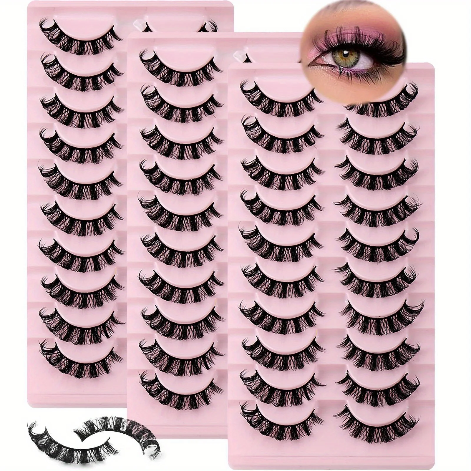 30 Paare 3er Pack russische Streifen Wimpern d Curl gefälschte Wimpern natürlichen Look flauschiges Volumen wispy russische Wimpern 3D-Effekt gefälschte Wimpern