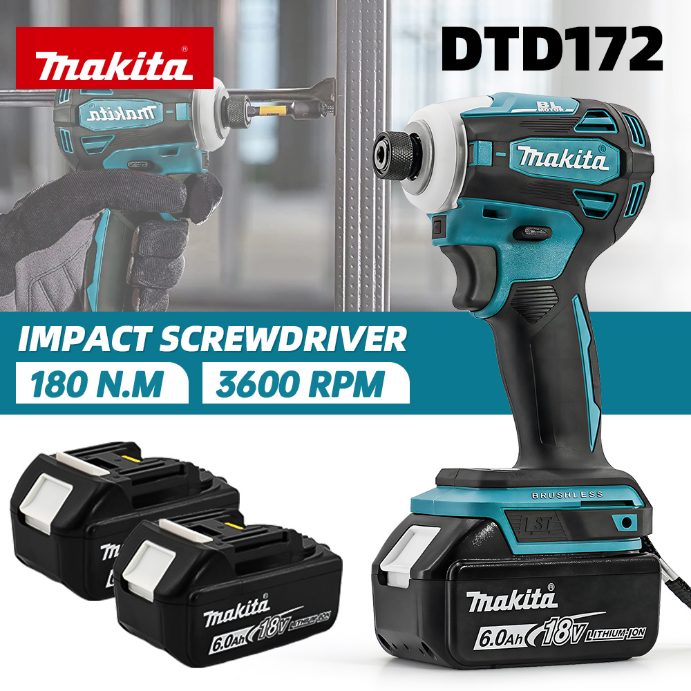 Makita DTD172 Taladro percutor sin escobillas de 18 V, destornillador eléctrico de 180 N.m, herramientas eléctricas recargables inalámbricas de 1/4 pulgadas (sin batería)