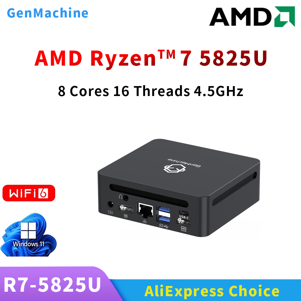 Генмашина И Рюзен ™   7 5825U Windows 11 МИНИ-ПК 8-ядерный 16 потоков 2,0 ГГц до 4,5 ГГц TDP 15 Вт DDR4 SSD WIFI6 BT5.2 Настольный Gami