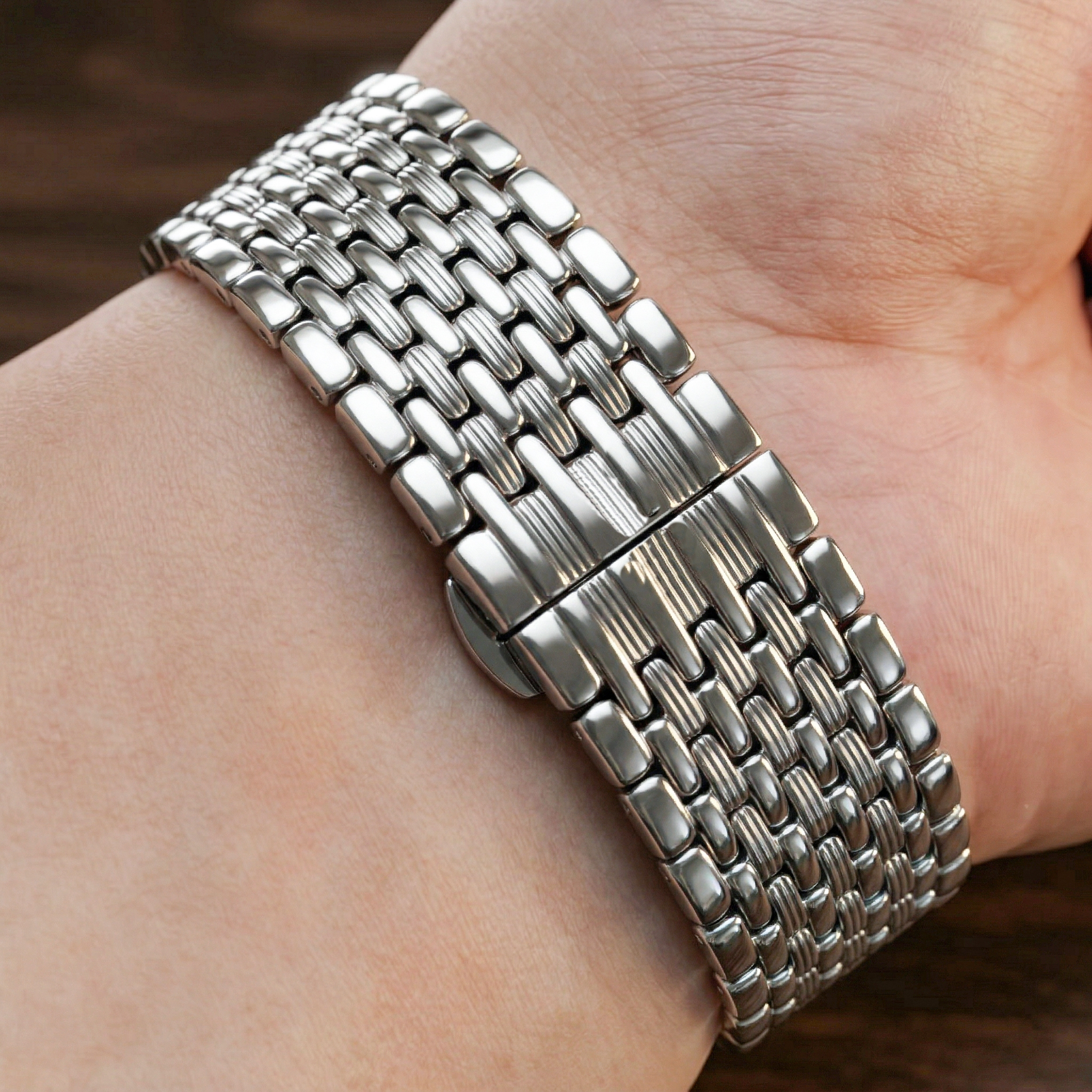 Correa de reloj de acero inoxidable, pulsera plateada pulida para hombre y mujer, correa de reloj de 16mm, 18mm, 20mm, 22mm, accesorios de correa de muñeca de Metal