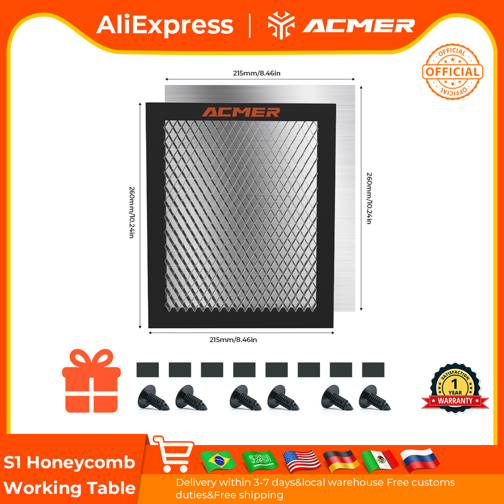 ACMER S1 Laser Honingraat Werktafel Voor S1 Mini 2.5/3.5/6W Lasergravure en Snijmachine Honingraat Bed 260x215x22mm