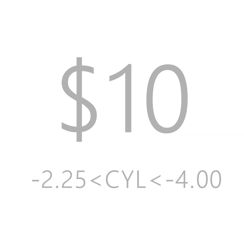 Astigmatismo CYL 2.00 a 4.00 Lentes de prescrição personalizadas Custo extra Somente para uso Este não pode ser pedido sozinho