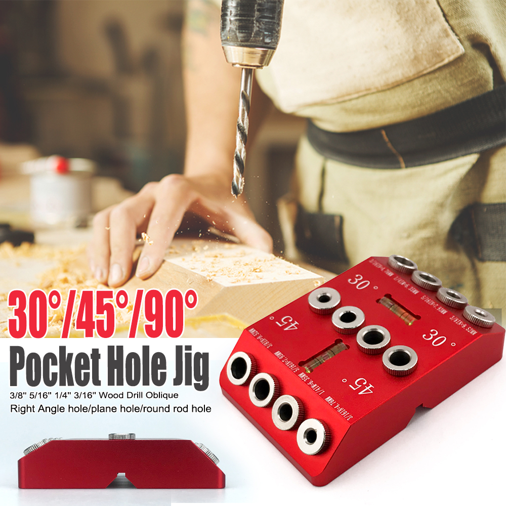 30/45/90°Angle Drill Guide for Angled/Straight Holes 4 Sizes Drill Jig for Cable Railing Drill Template Block with Bubble Level