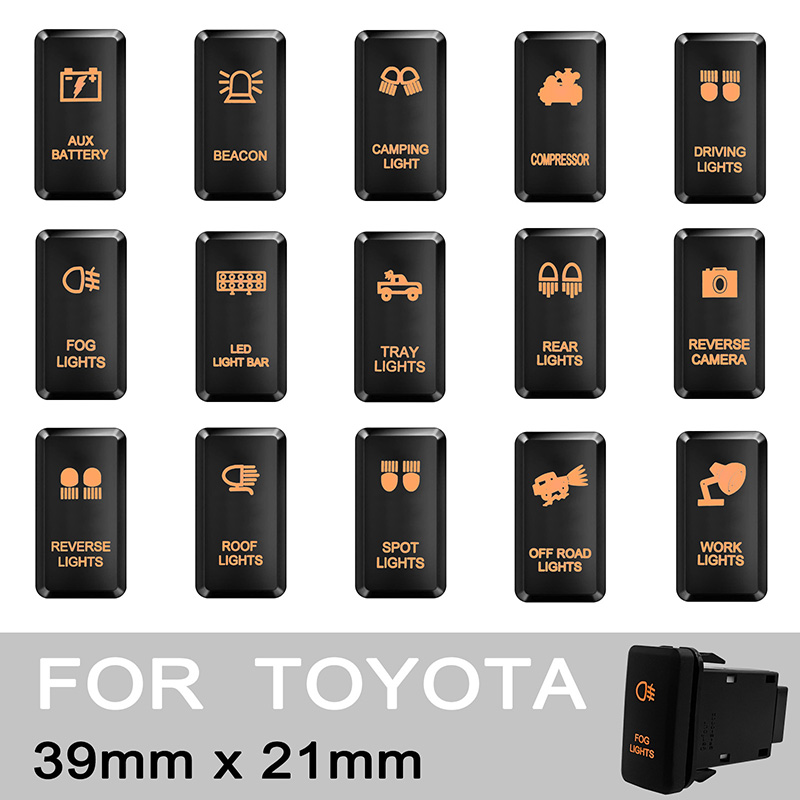 Orange Bernstein Led Push Button Schalter Nebel Lichter Rast Schalter Für Toyota Tacoma FJ Cruiser Toyota Landcruiser Prado 3Amp 12V