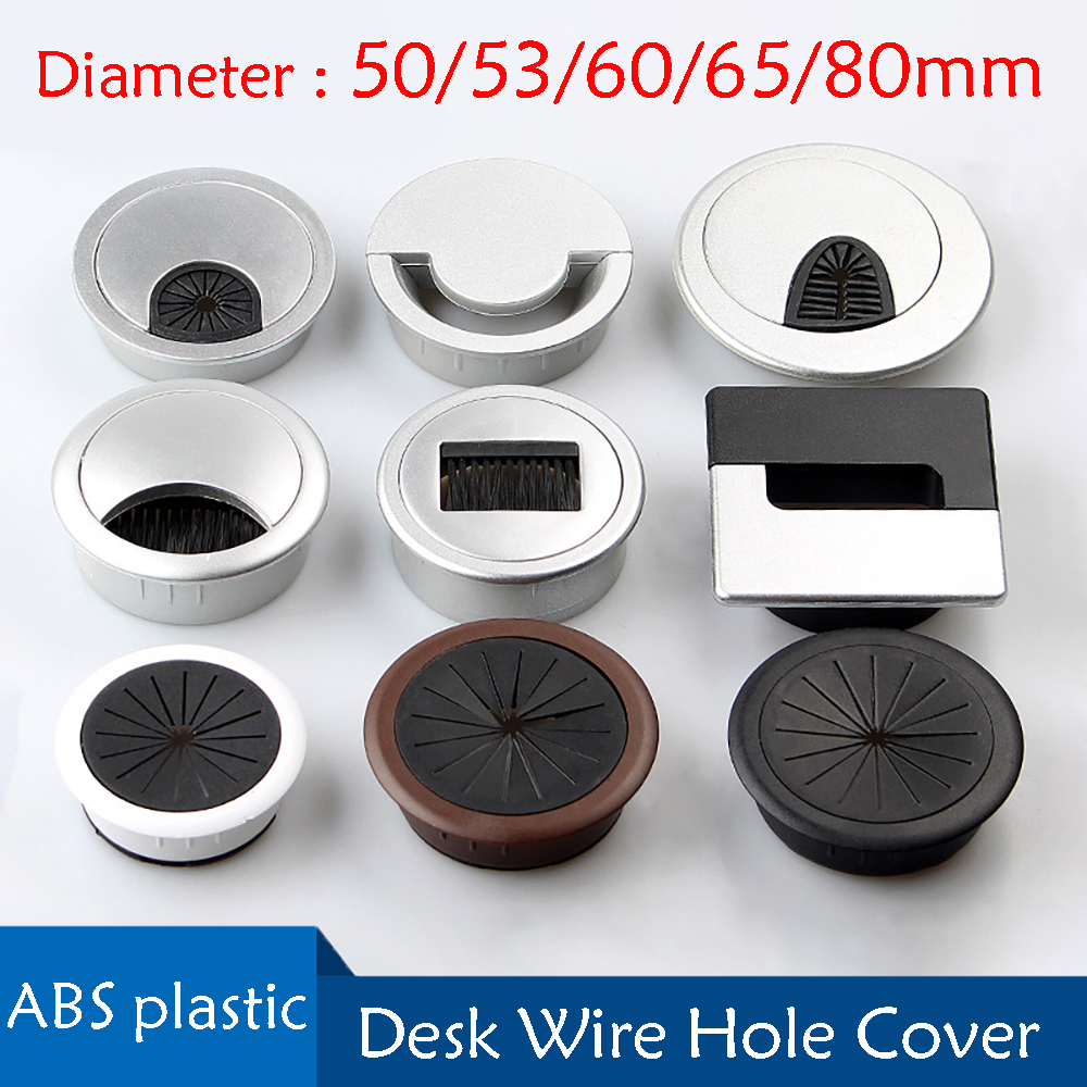 1-10 Peças Tampa Decorativa Redonda de Plástico ABS para Furo de Cabo de Mesa/Computador 50/53/60/65/80mm