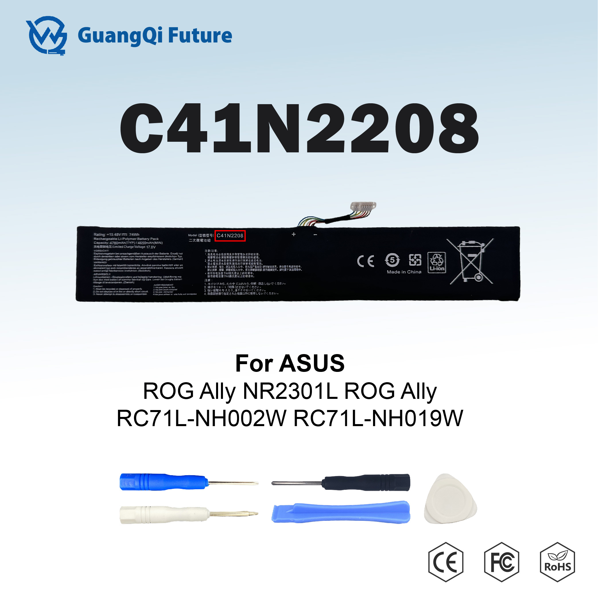 Аккумулятор C41N2208, 100% протестированный для ASUS ROG ALLY Gaming Handheld, серия RC71L/PC71L, 74 Втч, обновление мода, бесплатные инструменты
