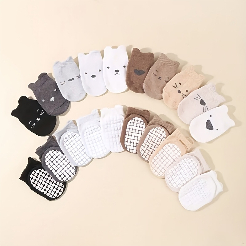 10 pares de meias antiderrapantes para bebês, respiráveis, elegantes e antiderrapantes.