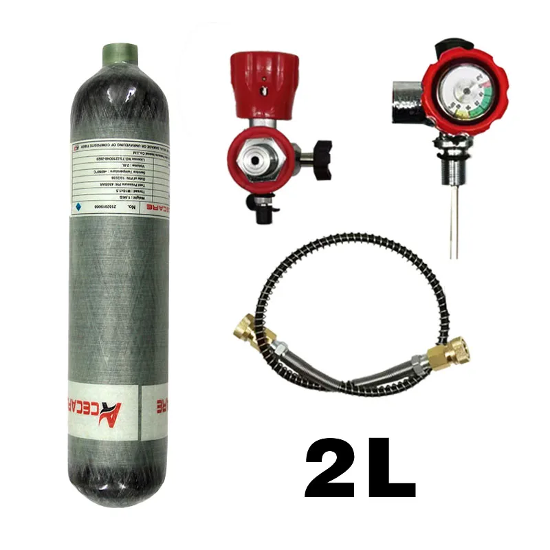 Acecare 2l 30mpa 300bar 4500psi ce garrafa de tanque de mergulho de fibra de carbono com estação de enchimento de válvula scba segurança de incêndio m18 * 1.5
