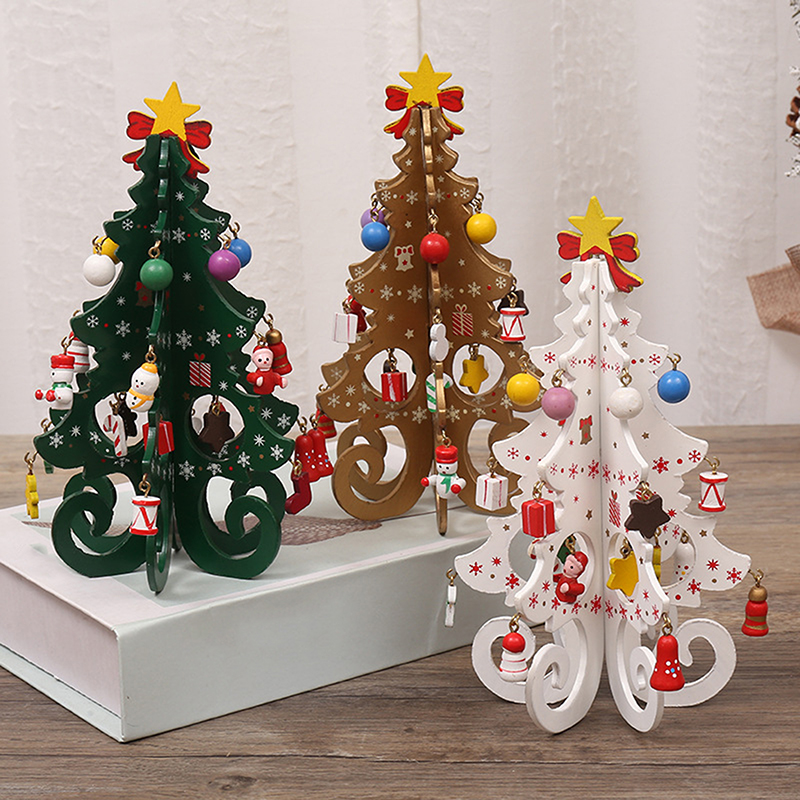 2025 Arbre de Noël pour enfants, fait à la main, stéréo, en bois, disposition de la scène, décorations, ornements (pendentif au hasard)