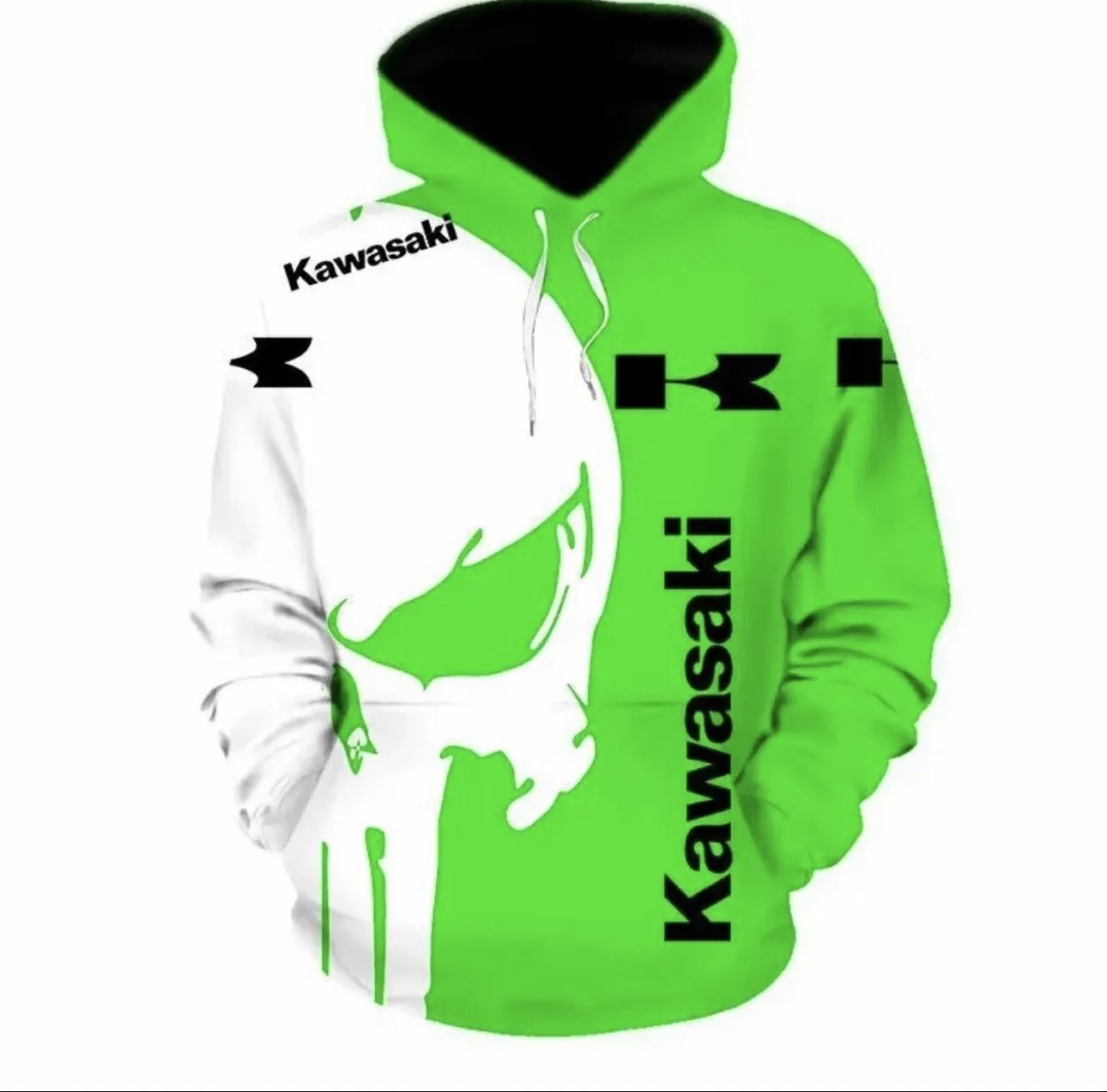 Kawasaki мотоциклетная гоночная команда, мужская толстовка на молнии, 2024, весенне-осенняя женская толстовка, повседневные детские куртки, пальто