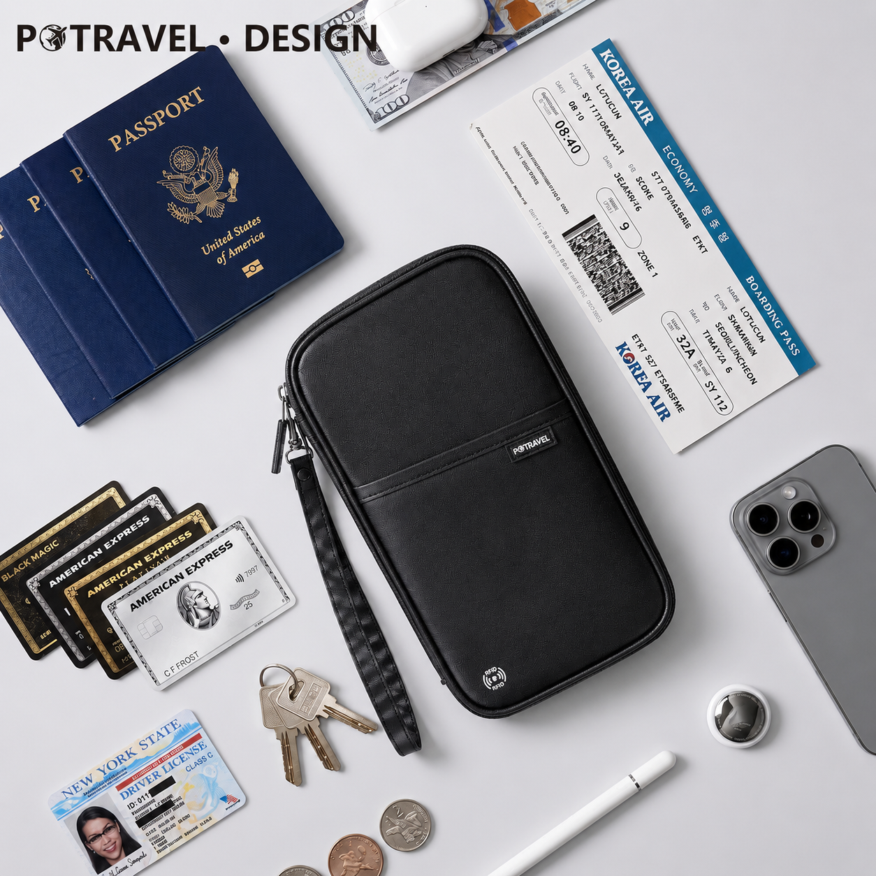 RFID дорожный держатель для паспорта, водонепроницаемый органайзер для документов, кошелек, большая вместительная сумка для билетов и карт для мужчин, женщин, семейная поездка