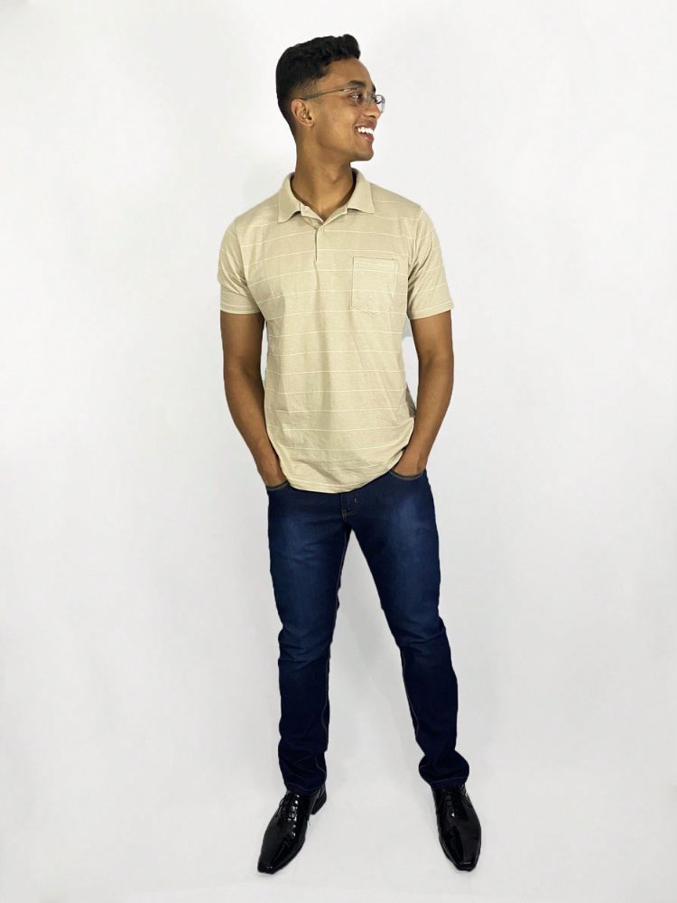 Polo Beige a righe