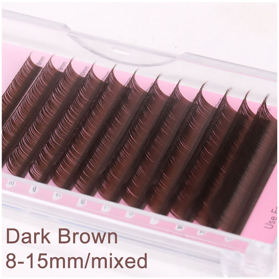 Extensão de cílios marrom escuro mix 8-15mm vison cílios individuais cor de alta qualidade natural coreano cílios maquiagem clássico cílios