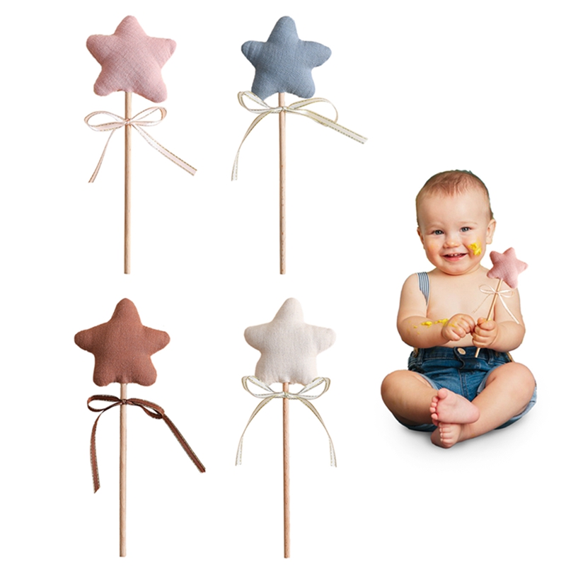 1PC Детская деревянная звездная палочка Rattle Play спортзал Teether Игрушки для новорожденных Праздник рождения Фотореквизит Игрушки Монтессори Подарки для детей