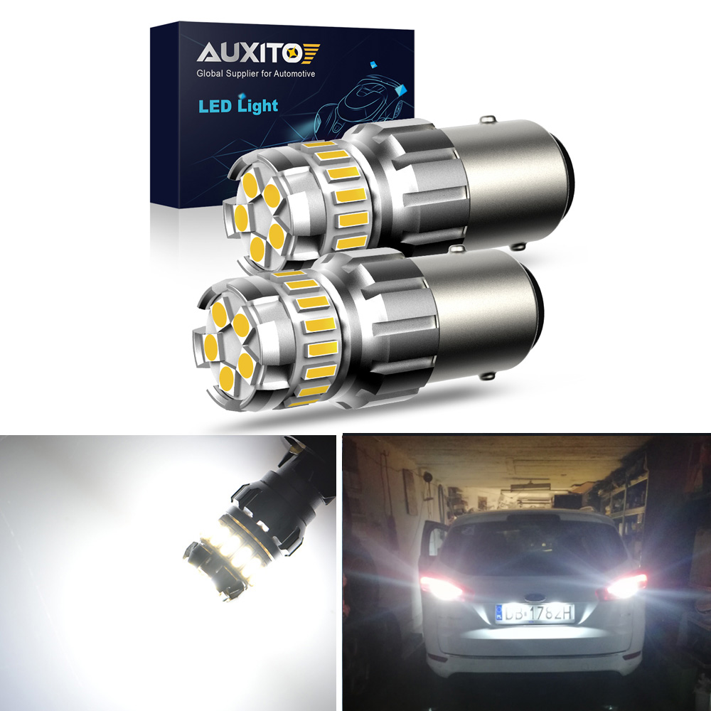 2Pcs P21W 1156 BA15S LED CanbusหลอดไฟสำหรับSkodaรถยนต์ไฟเลี้ยวไฟเบรคR5W 4014 LED 12Vรถยนต์DRL