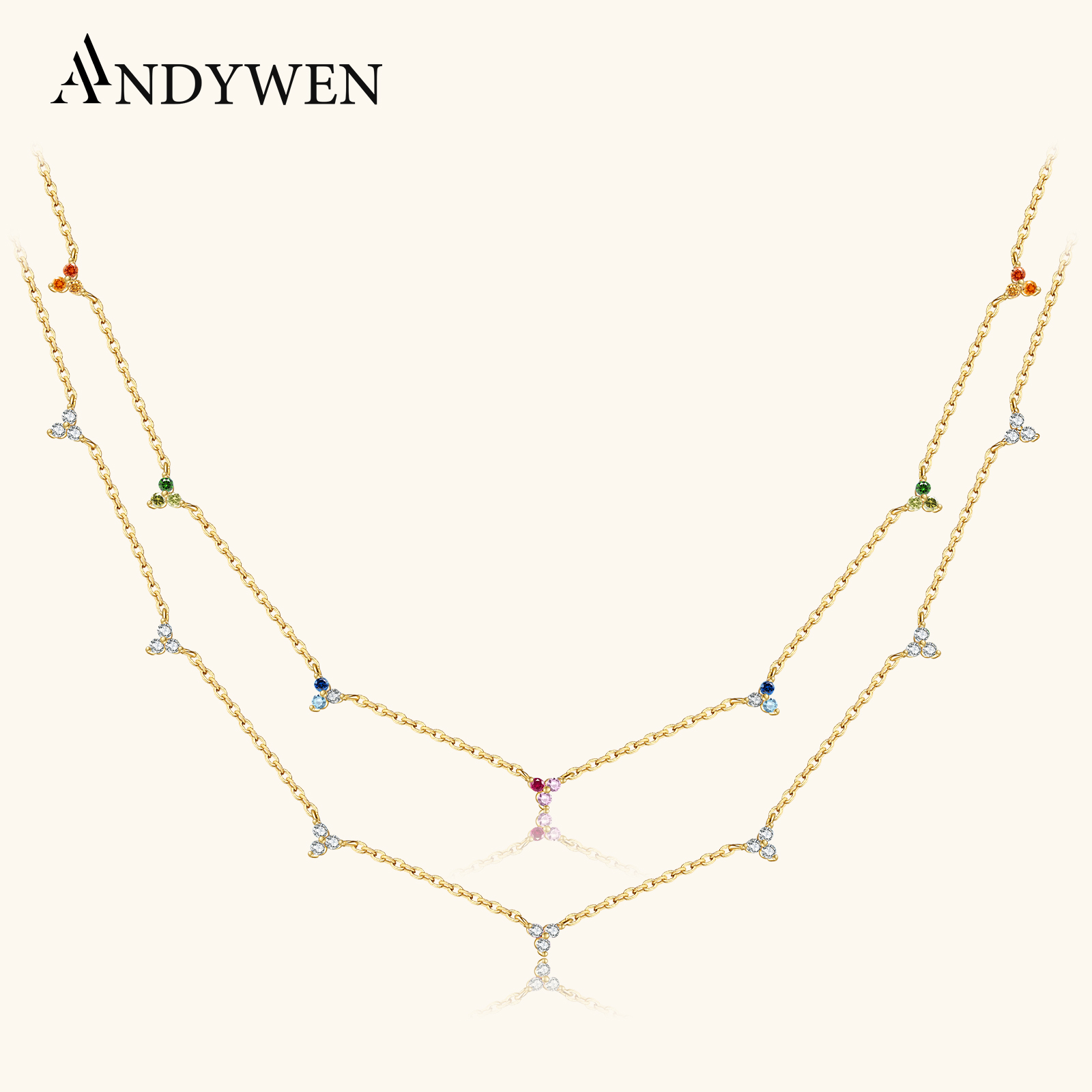 ANDYWEN 925 Sterling Silver Clear Zircon CZ Charm Luxury Choker Necklace 2021 Women Wedding Party Jewelry Gift Valentiens
