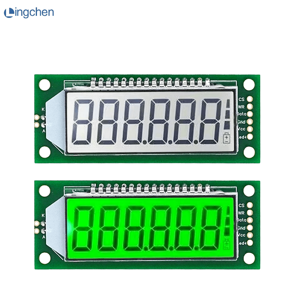 LCD モジュール 2.4 インチ 6 桁 7 セグメント LCD ディスプレイモジュール HT1621 LCD ドライバ IC 小数点付き ホワイト バックライト グリーン カラー
