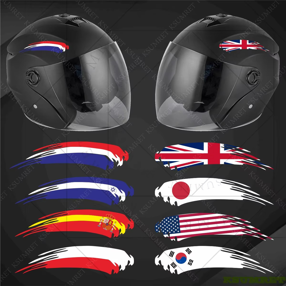 Reflective Motorcycle Stickers Helmet Decal Tank Logo Car Bike Laptop National Flag Sticker For Yamaha Honda Suzuki Kawasaki