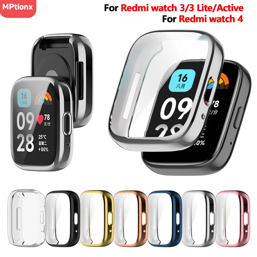 Housse de protection d'écran en TPU pour Xiaomi Redmi Watch 3 Active/Lite, étui pour bracelet de montre intelligent, coque de protection pour Xiaomi Redmi Watch 4 3