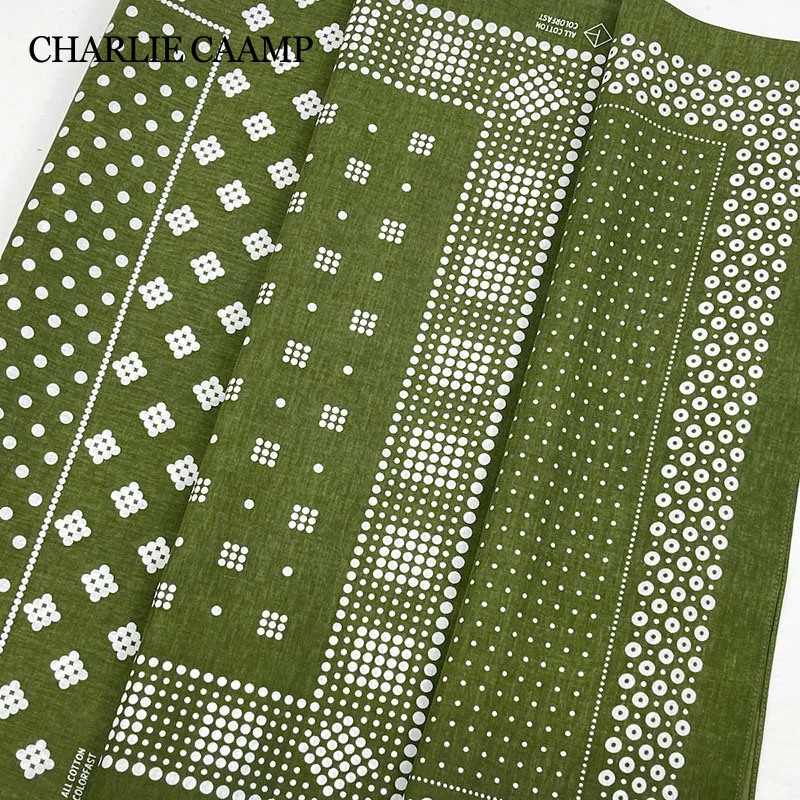 Olive Green Bandana High Quality Vintage Square Scarf Neckerchief Hip Hop 100% Cotton Sailor Anchor Print Headband Paisley Hijab