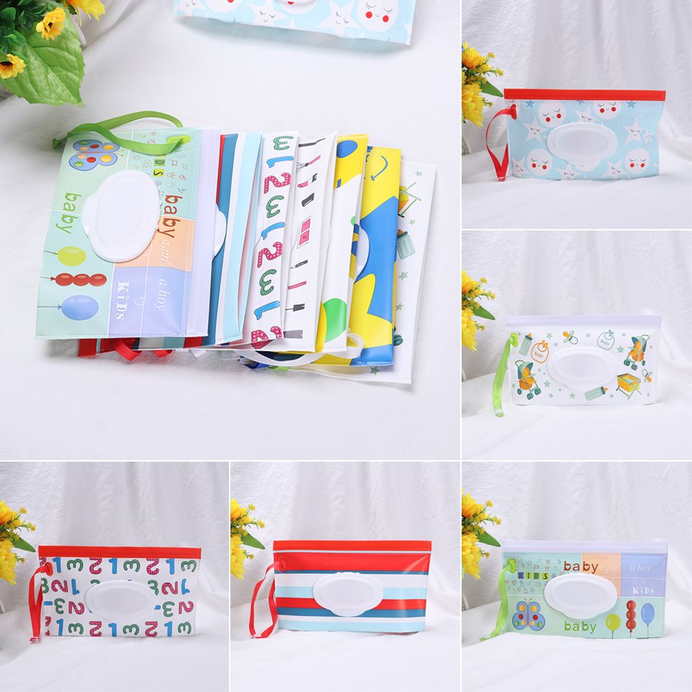 1 pçs bonito útil maleta de transporte snap-strap produto do bebê flip capa carrinho acessórios caixa de tecido lenços umedecidos saco bolsa cosmética