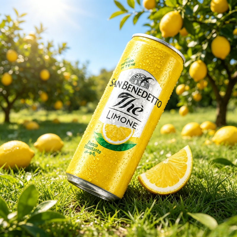 San Benedetto The Limone Lemon Iced Tea 330ml Puszka Autentyczny Włoski Odświeżający Napój Letni Bez Wysokiej Procentu Kalorii, Bez Konserwantów, Idealny na Piknik, Grilla i do Codziennego Użytku