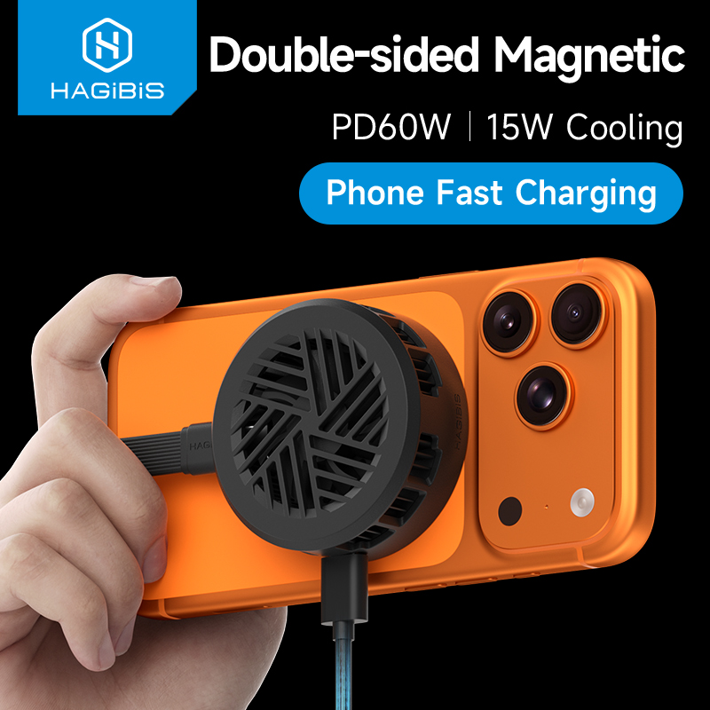 Hagibis Magnetic Cell Phone Cooler Double-sided Magnetic Semiconductor Cooling Fan Phone Radiator for Gaming Live Streaming Vlog