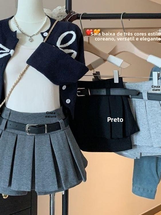 Saia  Plissada Feminina de Cintura Alta Estilo A-Line Nova Coleção Outono Inverno Anti-Transparência Tamanho Pequeno Saia...