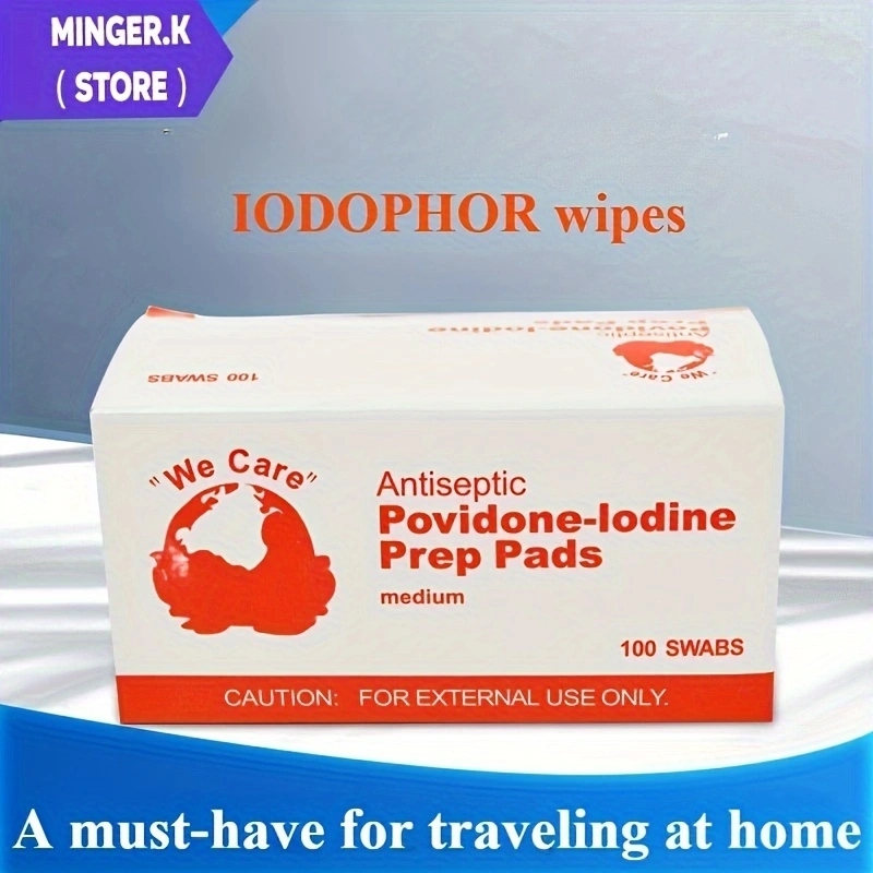 Tampons de coton de désinfection à l'iode pour la maison ou le voyage, arabiser et nettoyer les coupes et les grattes avec 100 pièces/20 pièces
