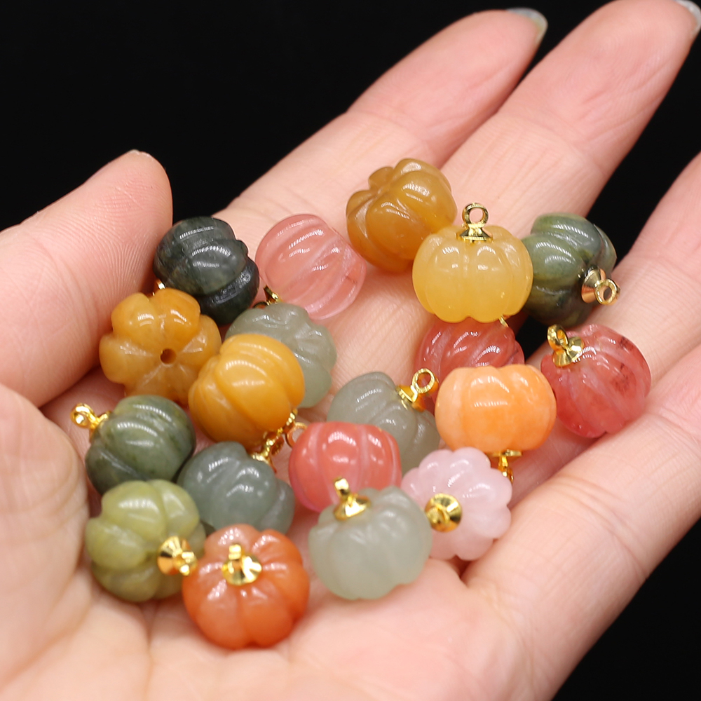 5 buah/lot 13x13mm batu alam batu akik merah liontin kuarsa mawar jimat labu Mini untuk membuat perhiasan DIY kalung anting-anting