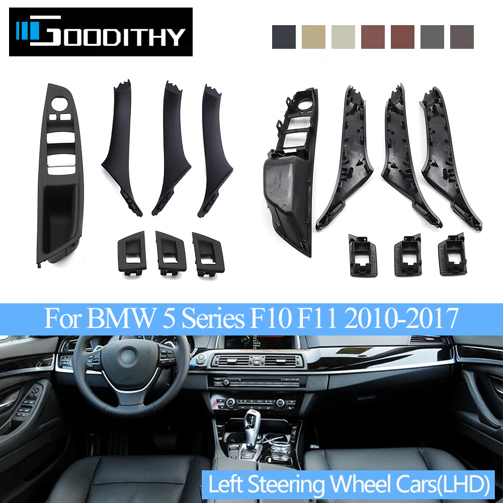 Reposabrazos de puerta de plástico Interior LHD, Panel de interruptor de ventana, manija de tracción, juego de 7 Uds para BMW 5 Series F10 F11 F18 520i 523i 525i 528i 535i