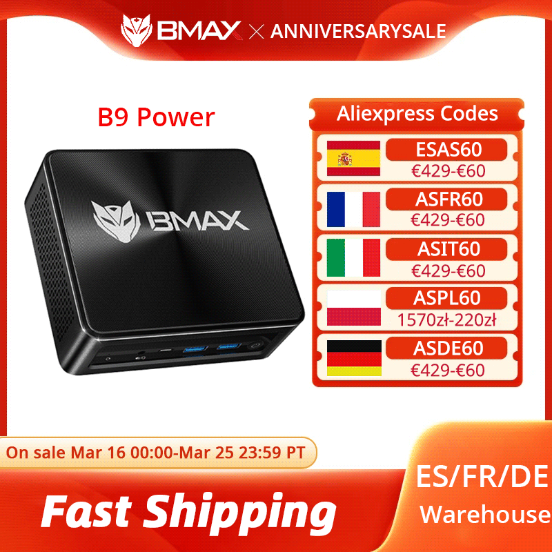 BMAX B9 Power Mini PC Intel Core i9-12900H 14 core Max 5.0GHz 24GB RAM 1TB SSD WiFi 6 Bluetooth 5.2