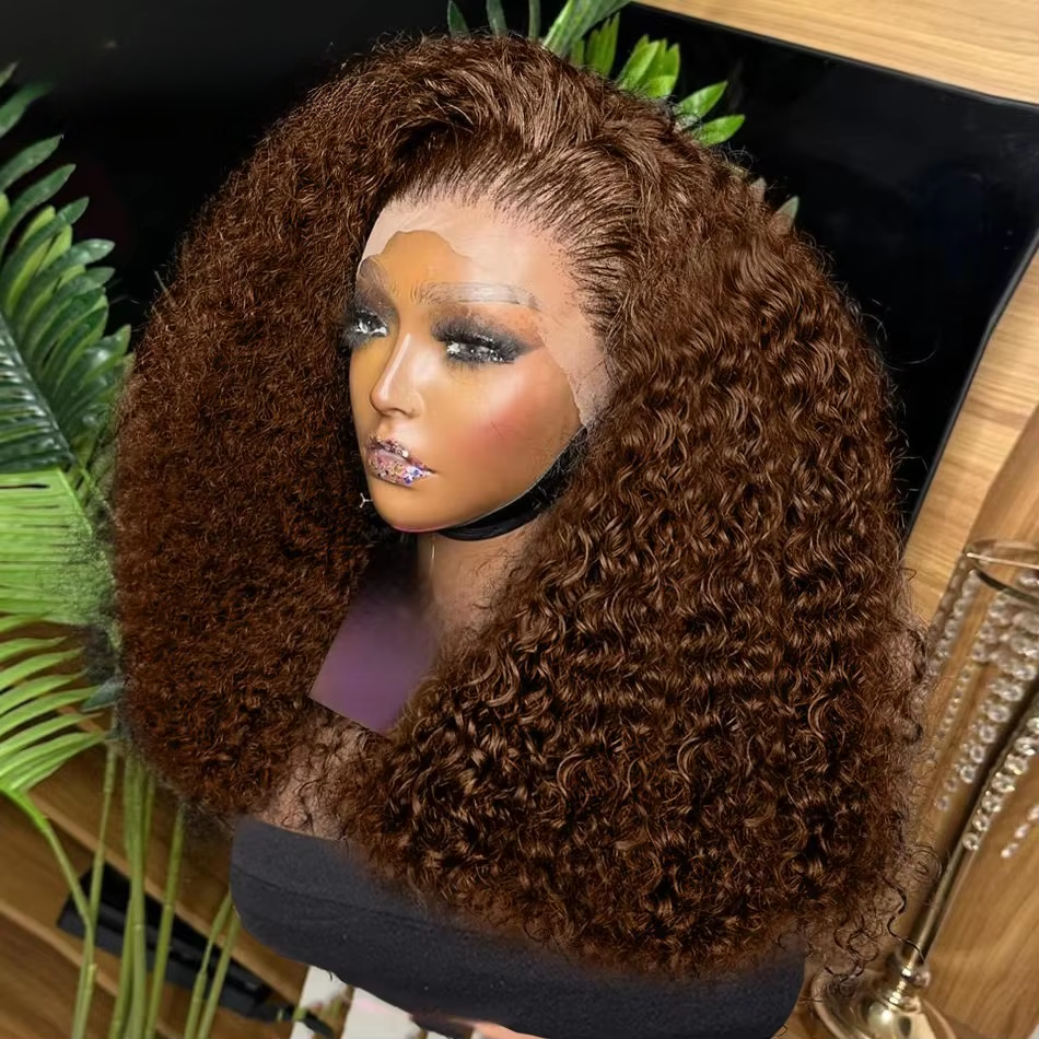 Peluca corta rizada marrón estilo bob 13x4 4x4, pelucas bob de cabello humano brasileño con ondas profundas, pre-arrancada para mujer, estilo pixie corto.