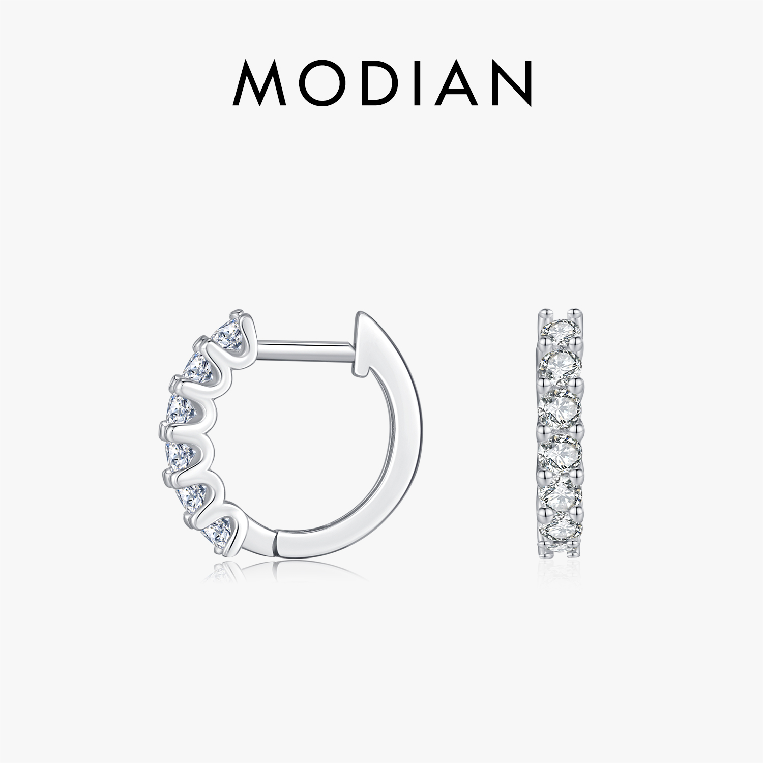 Modian d cor moissanite pequenos brincos de argola 925 prata esterlina oco espumante fivelas de orelha para casamento feminino jóias finas