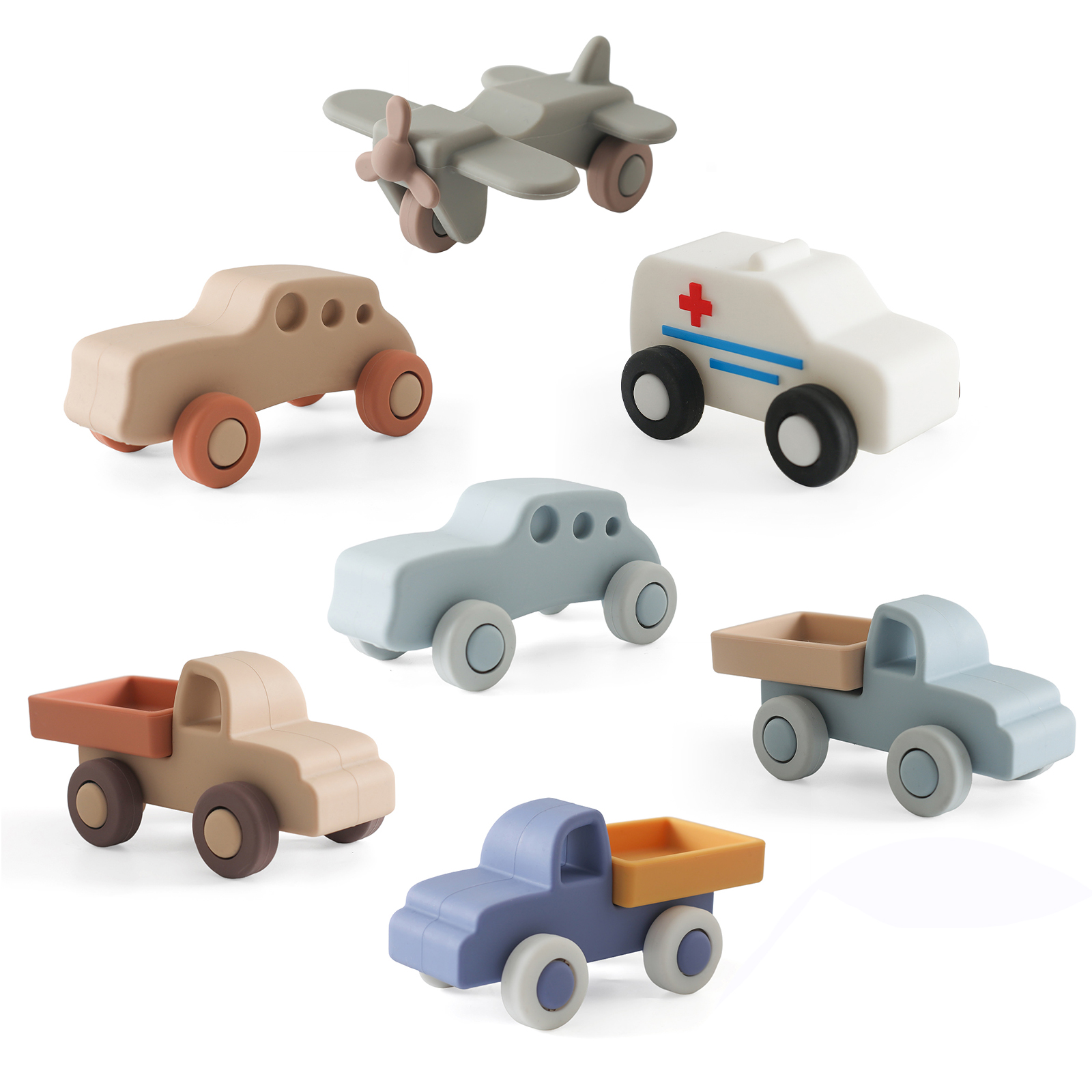 Coche de juguete de silicona para bebé Montessori, cosas para bebé, mordedor de silicona para bebé, coche de juguete de 0 a 12 meses, juguete educativo para recién nacido, bloques de silicona