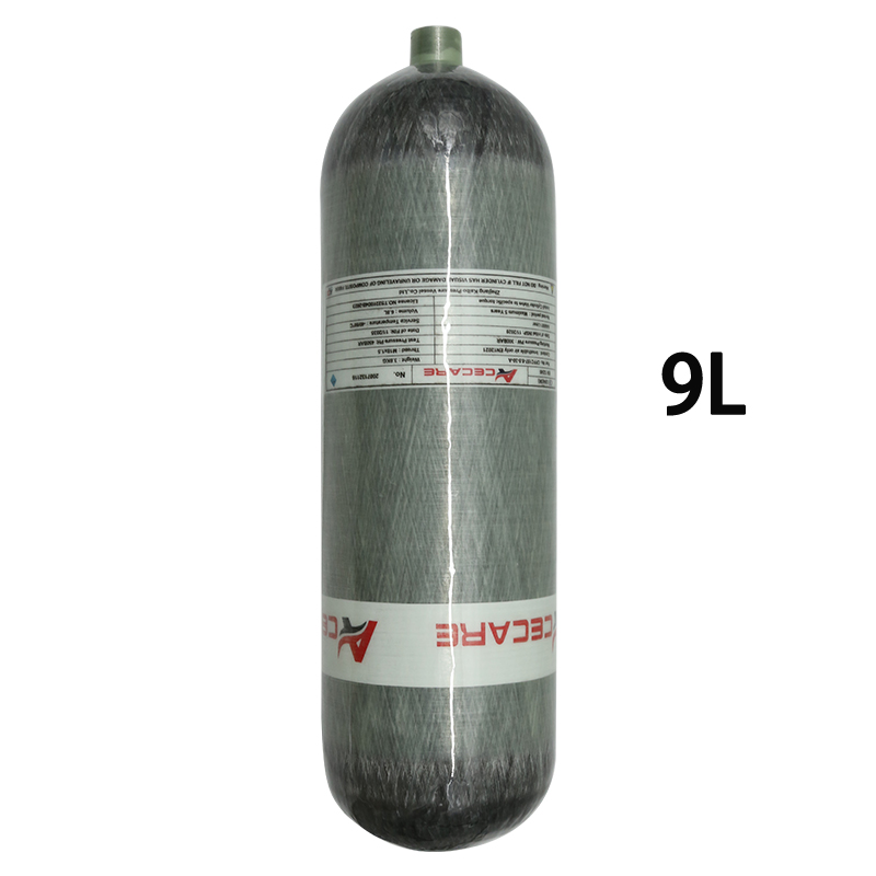 ACECARE-cilindro de fibra de carbono para buceo, tanque HPA de alta presión, botella de buceo, 4500PSI, 300bar, 30MPa, 9L, M18 x 1,5